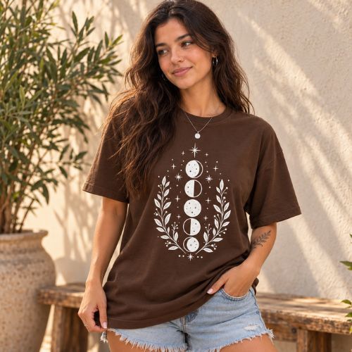 Camiseta T-shirt Estampada Alma Lunar 100% Algodão Malha Premium Feminina