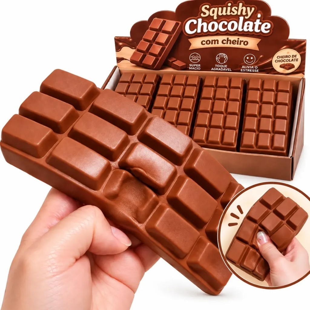 Squishy Barra De Chocolate Antiestresse Slow Rising Taba Sensorial