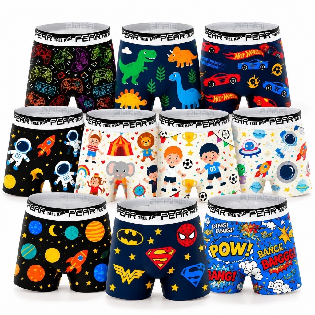 Kit 10 Cuecas Boxer Infantil Menino Estampas Sortidas