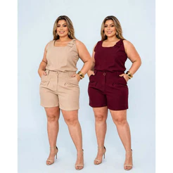 Conjunto Feminino Plus Size Elegante Blusa + Short Alfaiataria Sensorial Marrant
