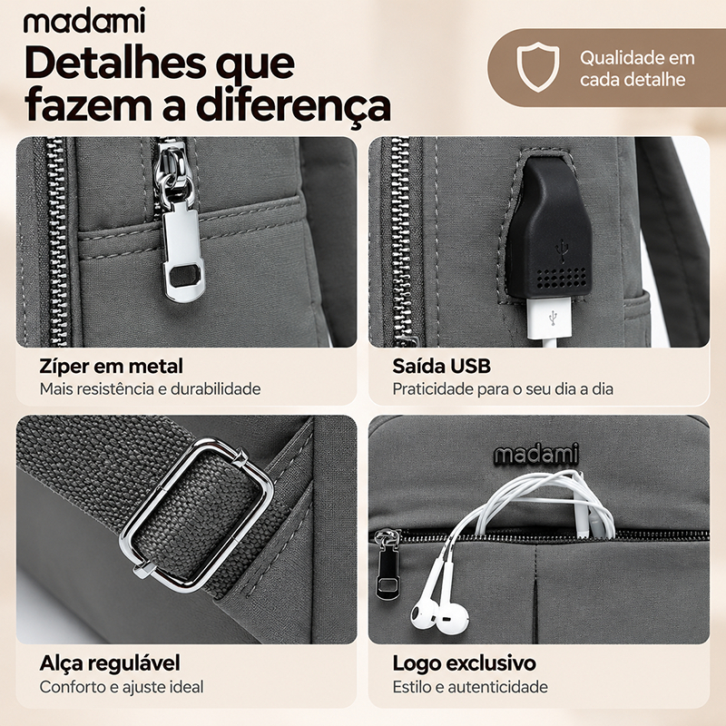Mochila Feminina Executiva para Notebook 14" Reforçada Antifurto Trabalho Viagem · foto 2