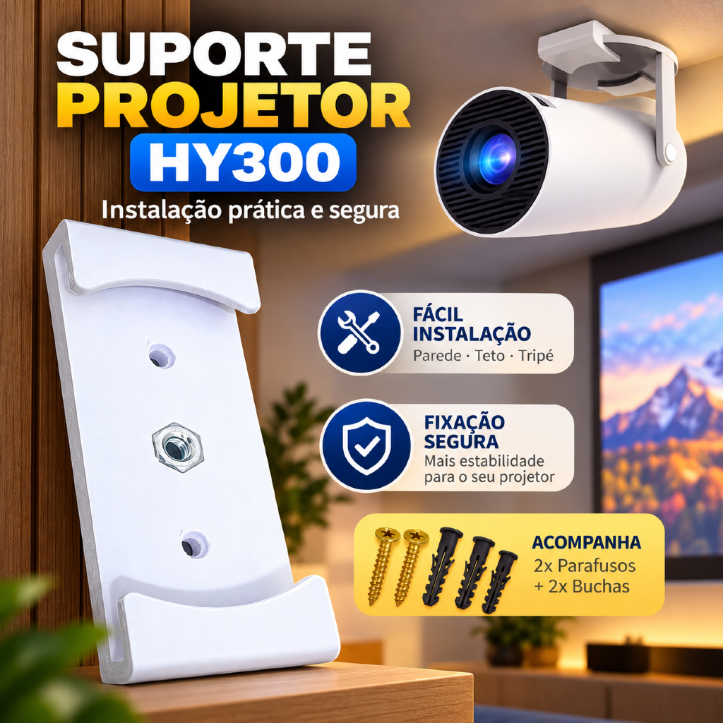 Suporte para Projetor Hy300 Fixação Parede, Teto ou Tripé Transpeed MagCubic ou Salange