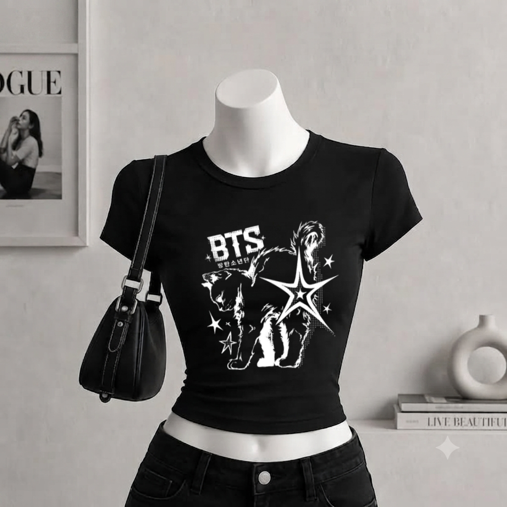 Camiseta Bts coreana k-pop banda turne arirang Brasil 2026 blusa bts babylook bts babytee colada — imagem 2 de 2