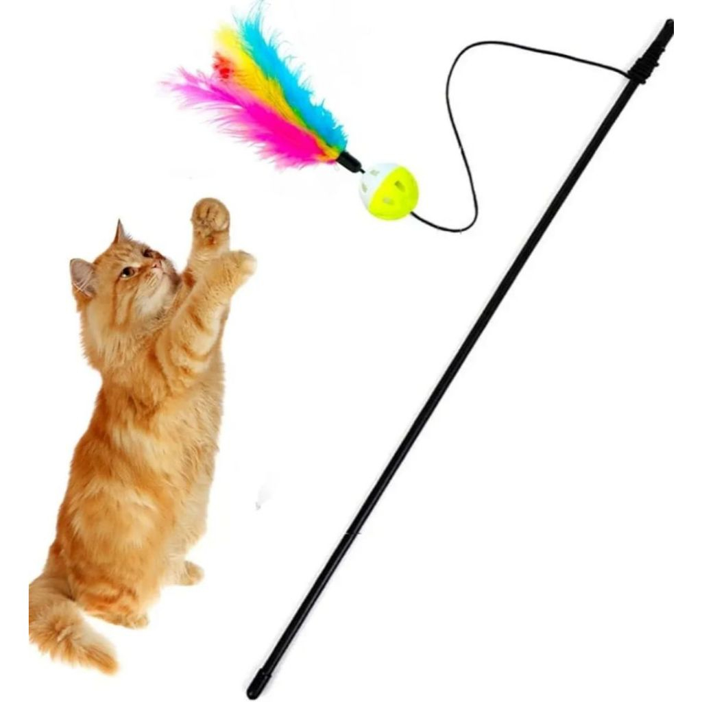 Varinha Interativa para Gatos com Penas – Brinquedo para Caça e Exercício