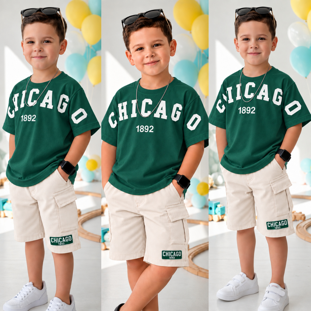 Conjunto Infantil Menino Juvenil Verão - Camisa + Bermuda - Tamanho 2 ao 12 Anos