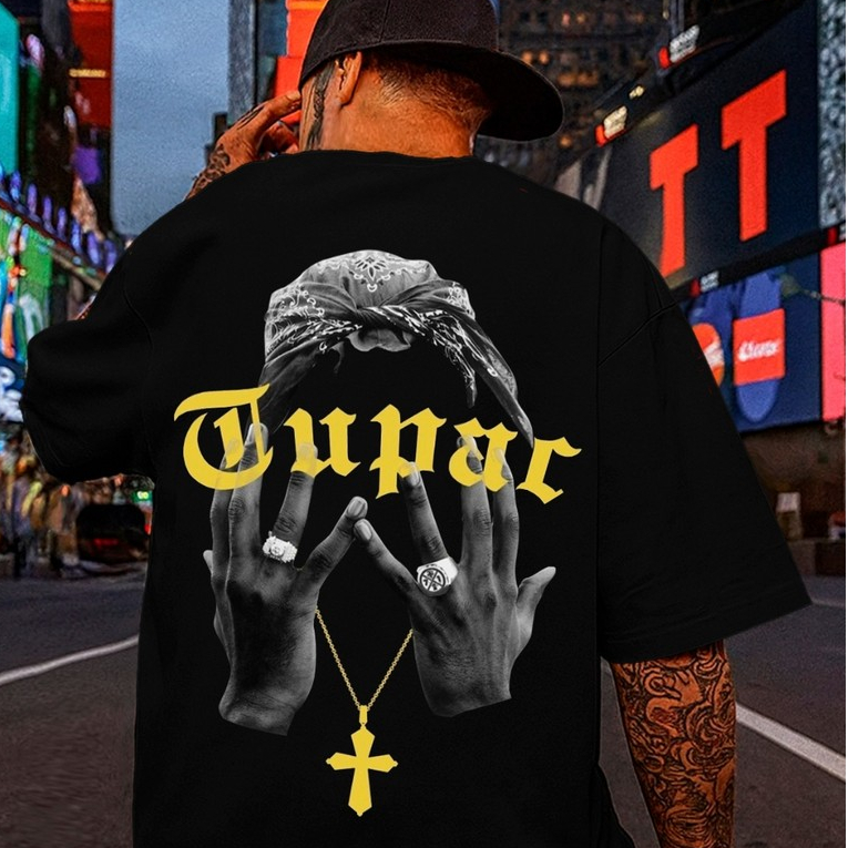 Camiseta Oversized 2PAC Rapper Americano StreetWear Unissex 100% Algodão Premium