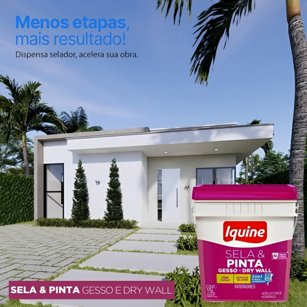 Tinta Branco Neve Gesso e Drywall Tinta Acrílica Fosca 15L Iquine Sela e Pinta de Paredes · foto 2