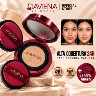 DAVIENA Base Cushion Smart Fit 24gBase Líquida Matte, Cobertura Natural com Puff de Maqui…