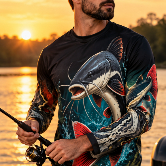 Camisa de Pesca Masculina e Feminina Proteção UV Manga Longa Camiseta Esportiva para Pescaria