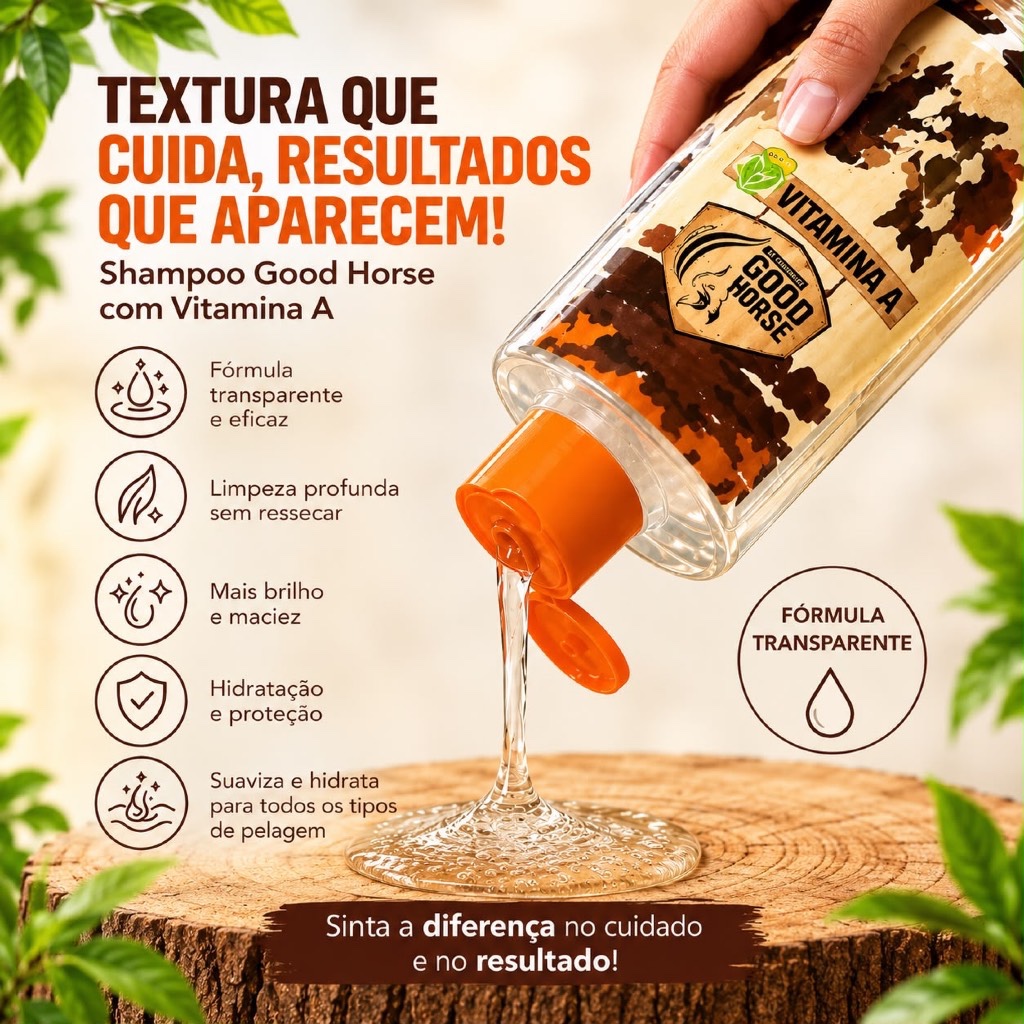 Shampoo Good Horse 700ml Cavalo Gold Original Mais Força e Brilho