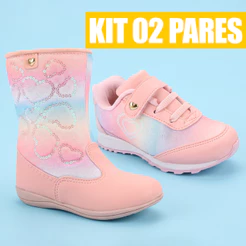 Bota Infantil Menina Tenis Infantil Menina Kit 2 Pares Botinha Infantil Tenis Menina Feminino 23Ao34