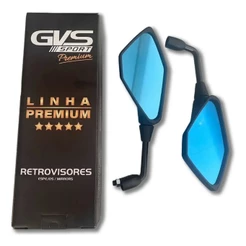 Retrovisor Gvs Kawasaki Z400 Rebaixado 90 Honda Convexo Azul