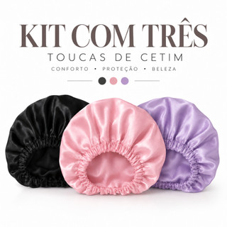KIT 3 Touca de Cetim AntiFrizz para todos os tipos de Cabelos -Proteção noturna para seu Cabelo Envio Imediato