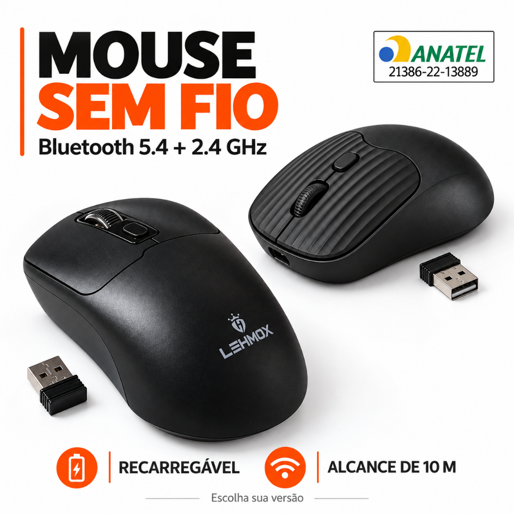 Lehmox LEY-181, Bluetooth 5.4 e 2,4 GHz, silencioso