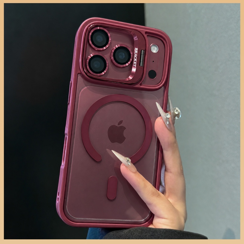 Capa MagSafe Transparente para iPhone 18 Pro Max em TPU + PC Rígido com Suporte de Câmera + Película Protetora de Lente