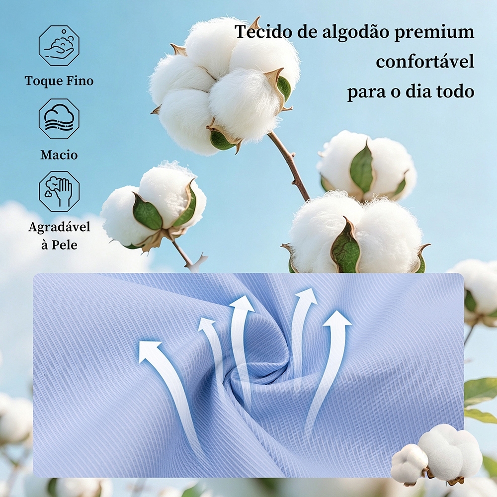 Camisa Social Masculina Algodão Slim BROSSARD, Blusa Respirável e Fácil de Cuidar, Casual e Trabalho — imagem 2 de 2