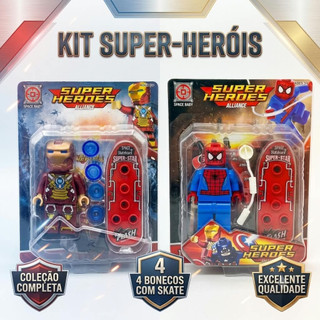 Kit Bloco de Montar Heroes Bonecos Articulados Com Acessórios Infantil