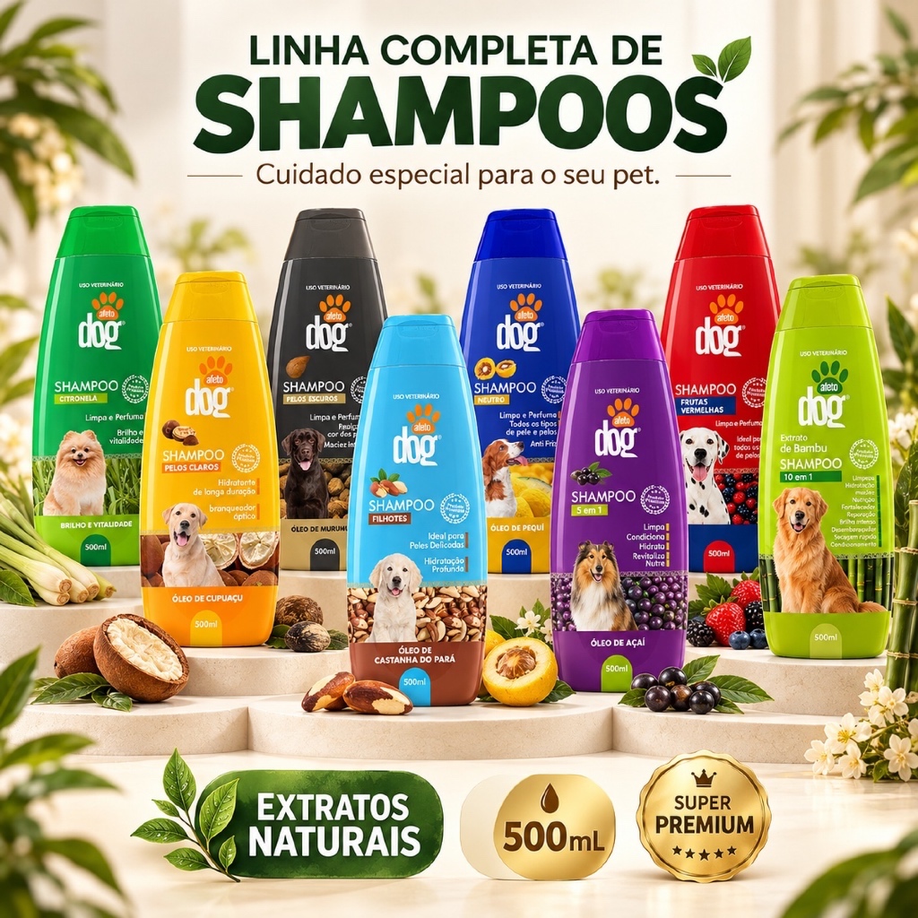 Shampoo Para Cachorro Premuim Com Extratos Naturais Afeto Dog - 500ml