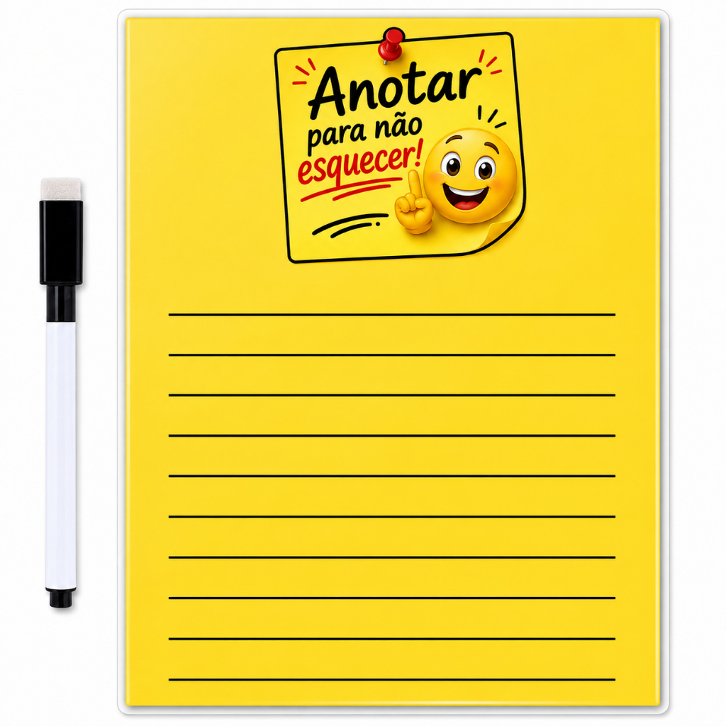 Planner Semanal Magnético de Geladeira Imã com Caneta que Escreve e Apaga