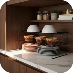 Rack Preto 50cm Organizador Para Prato De Armario Cozinha