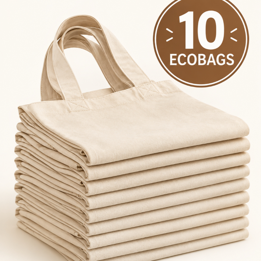 ECOBAG kit com 10 bolsa ecológica sacola Lisa  - 100% algodão cru
