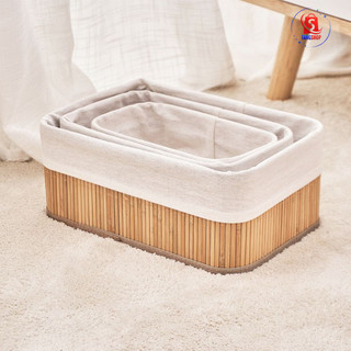 Conjunto De Cestos De Bambu Lavanderia Multiuso Organizador De Roupas