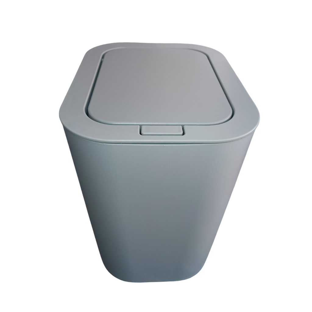 Lixeira Tonk Cinza 12l Com Tampa Click E Dispenser Integrado De Sacos De Lixo Casa Cozinha Banheiro Escritório