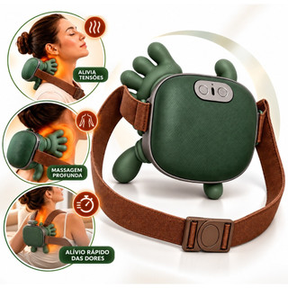 Massageador Cervical Elétrico 3D Pescoço Ombros Aquecimento Recarregavel Sem Fio Massagem Profunda Relaxante Calor