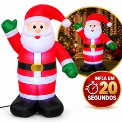 Papai Noel Inflável Natalino Bivolt 1,20m Gigante Decoração de Natal Casa Jardim Loja Festa natal presentes