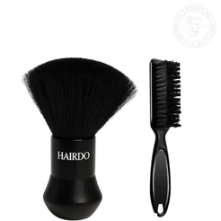 Kit Espanador Macio Bolinha + Escovinha de Disfarce Preta Profissional Barbeiro Cabelo