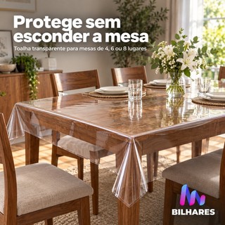 Toalha De Mesa Plástico Transparente Impermeável 4/6/8 cadeiras de mesa retangular