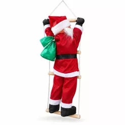 Papai Noel Subindo Escada 90cm Boneco Grande Enfeite Decoração de Natal