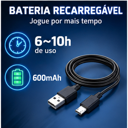 Controle Sem Fio Bluetooth Para PS4, PS3 E PC - Joystick Gamer Recarregável 600mAh Com Vibração Dupla E Touchpad — imagem 2 de 2