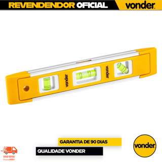 Nível Com Base Magnética 9 Polegadas Com Três Bolhas Vonder Resistente Oferta Medir