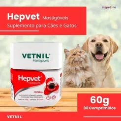 Hepvet Mastigável Vetnil Suplemento para Cães e Gatos - 60g