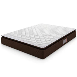 Colchão Casal Espuma D45 Pillow Top Strong 138x188x24cm Marrom/Branco Hellen - Suporta até 150kg por