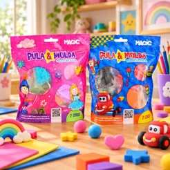 Massinha de EVA Pula & Molda Magic 70g 7 Cores Sortidas Azul ou Rosa
