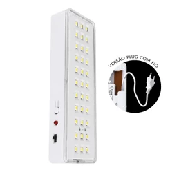 Kit 4, 5, 6 Luminaria de emergencia 30 leds 2W Branco Frio