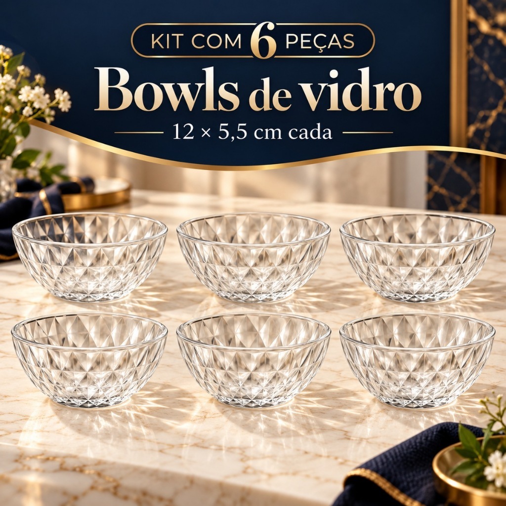 Conjunto 12 Bowl de Vidro 400ml Pote para Sobremesa Sorvete Casa Cozinha Utilidades Tigela de Vidro · foto 2