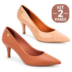 Kit 2 Scarpin Vizzano Feminino Salto Baixo Fino Original 1185