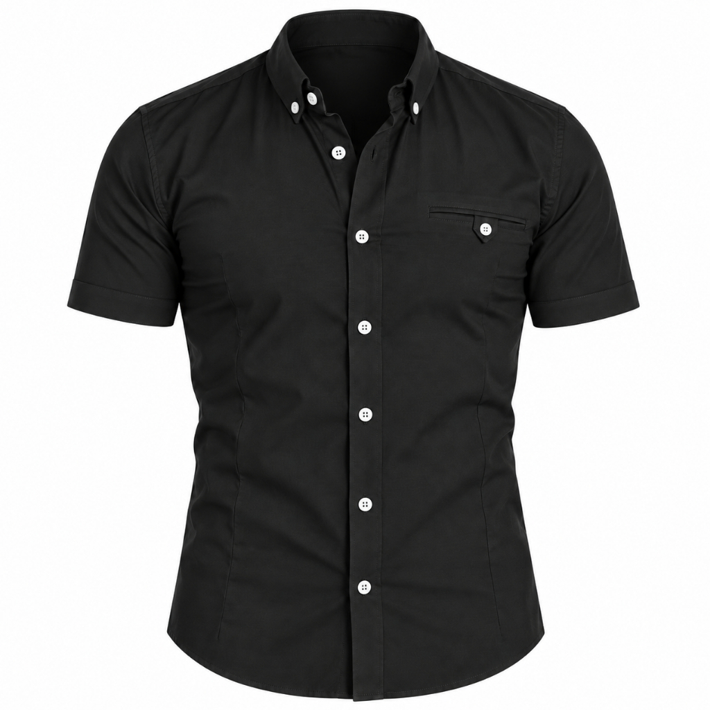 Camisa Masculina Manga Curta Com Elastano Slim fit - Tecido Fresco e Confortável