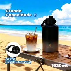 CIVAGO Garrafa Térmica Inox 1920ml Grande Capacidade Portátil para Camping com Tampa Vedada e Canudo Quente/Frio