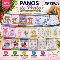 Kit 10 Pano de Prato Copa Atoalhados Teka 100% Algodão