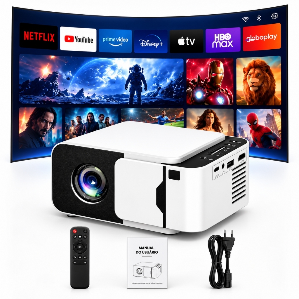 Projetor Profissional Android 4k Portátil 5g Wifi Full HD 13000Lumens Android WiFi LED Projetor de filme de vídeo