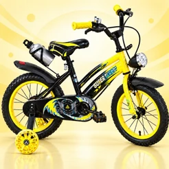 Bicicleta Infantil Aro 20 Old School Amarela 6 a 10 Anos LED + Pneu Grosso + Farol + Rodinhas + Freio V-Brake Completa