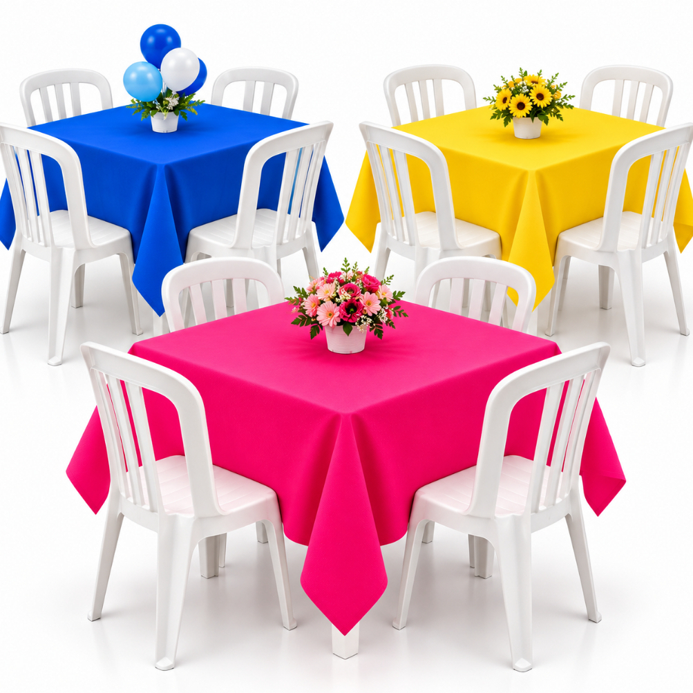 Kit 5 a 15 Toalhas 1,40x1,40 Com Caimento Cobre a Mesa Toda Decoração Aniversarios Casamentos Buffet