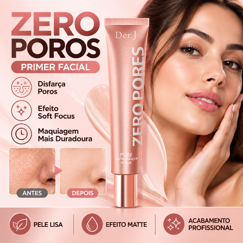 Der.J Primer Facial Zero Pores Efeito Blur Disfarça Poros Pré Maquiagem Controle Oleosidade Pele Lisa Soft Focus