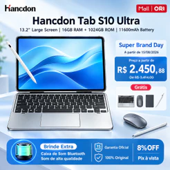 Hancdon Tab S10 Ultra--2 em 1 Gemini AI | Tela 13.2" 120Hz FHD | 16GB RAM + 1TB | Snapdragon | Bateria 11600mAh