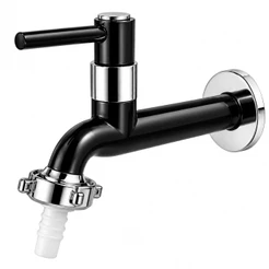 Torneira Longa de Parede com Bico para Tanque/Cozinha em ABS 1/4 de Volta Preto