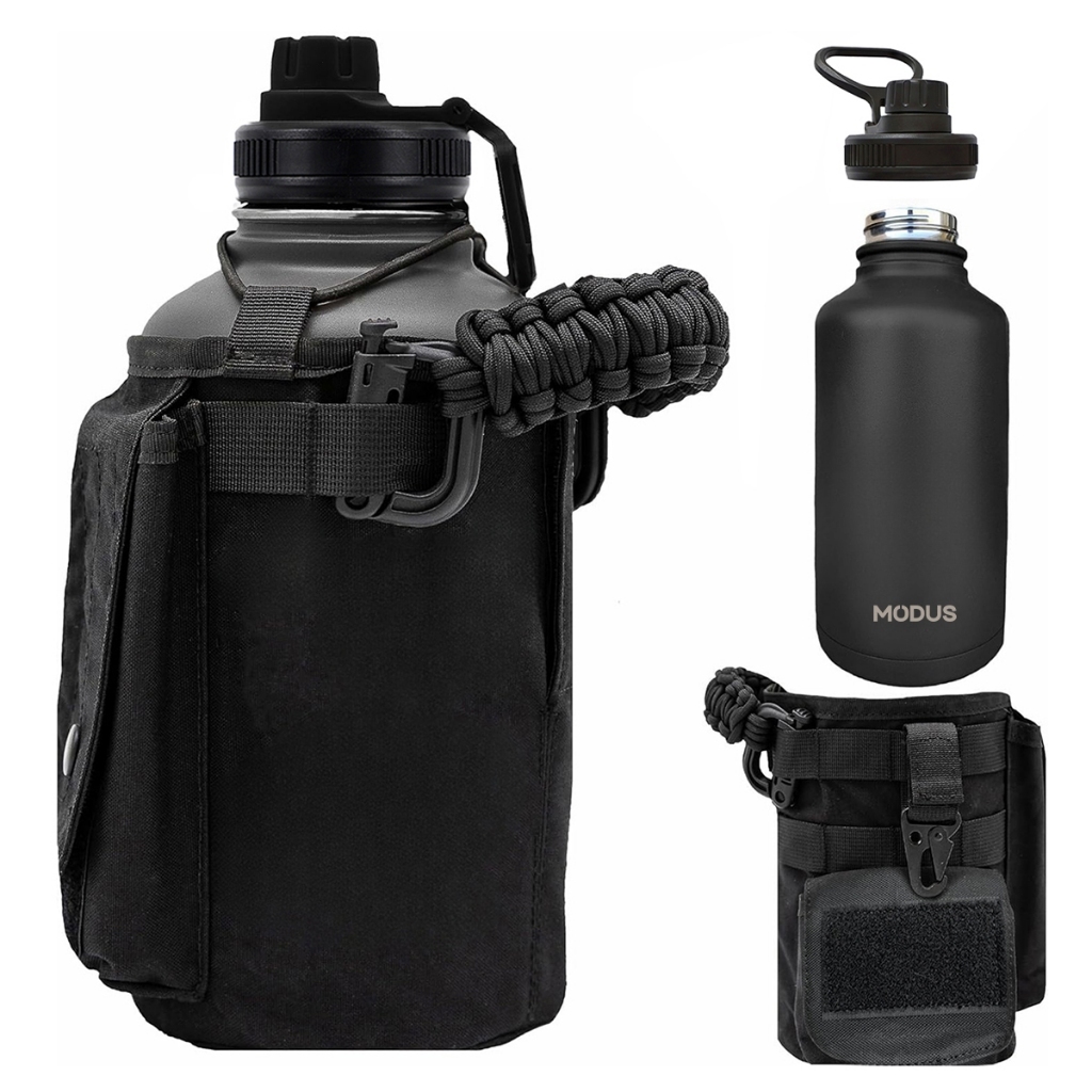 Garrafa Térmica 1900ML Aço Inoxidável 304 Com Bolsa Tática Molle Garrafa a Vácuo Quente e Frio Para Camping
